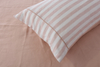 Yarn-Dyed 100% French Linen Pink Striped Ruffled Bed Sheet Set