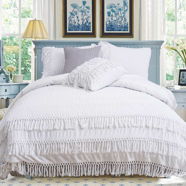 Cotton seersucker duvet cover set