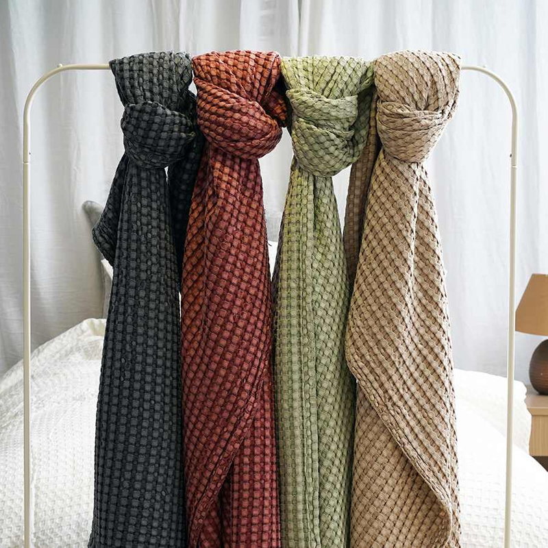 Bamboo cotton waffle blanket