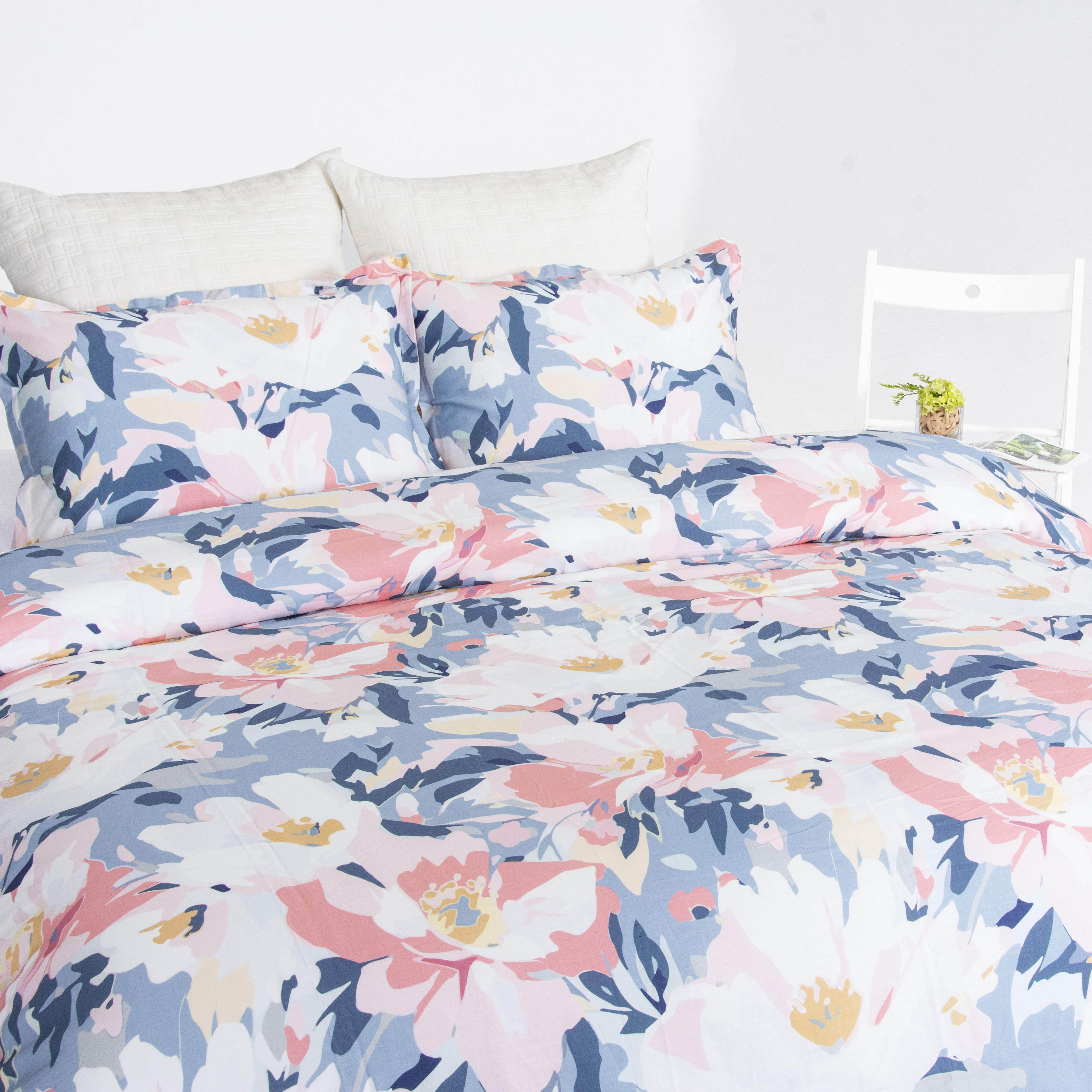 Luxury Quilt Cover Pillowcase Customized Spring Floral Digital Print Bed Sheets Sets Designer Bedding Set Cotton