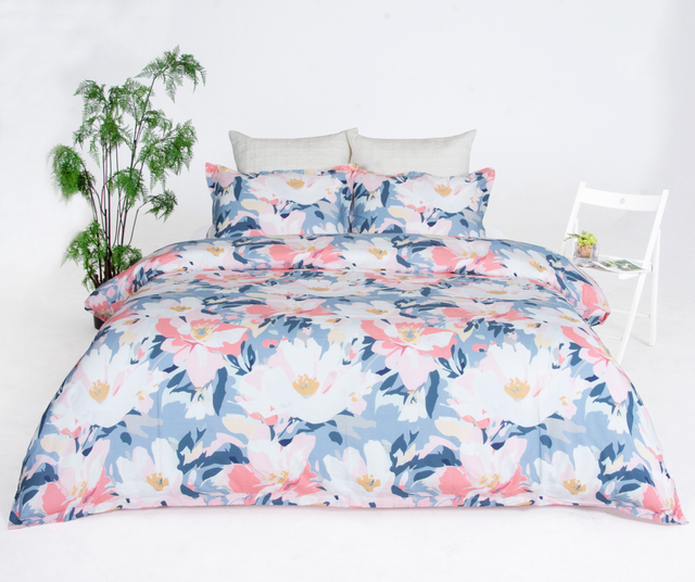 Luxury Quilt Cover Pillowcase Customized Spring Floral Digital Print Bed Sheets Sets Designer Bedding Set Cotton