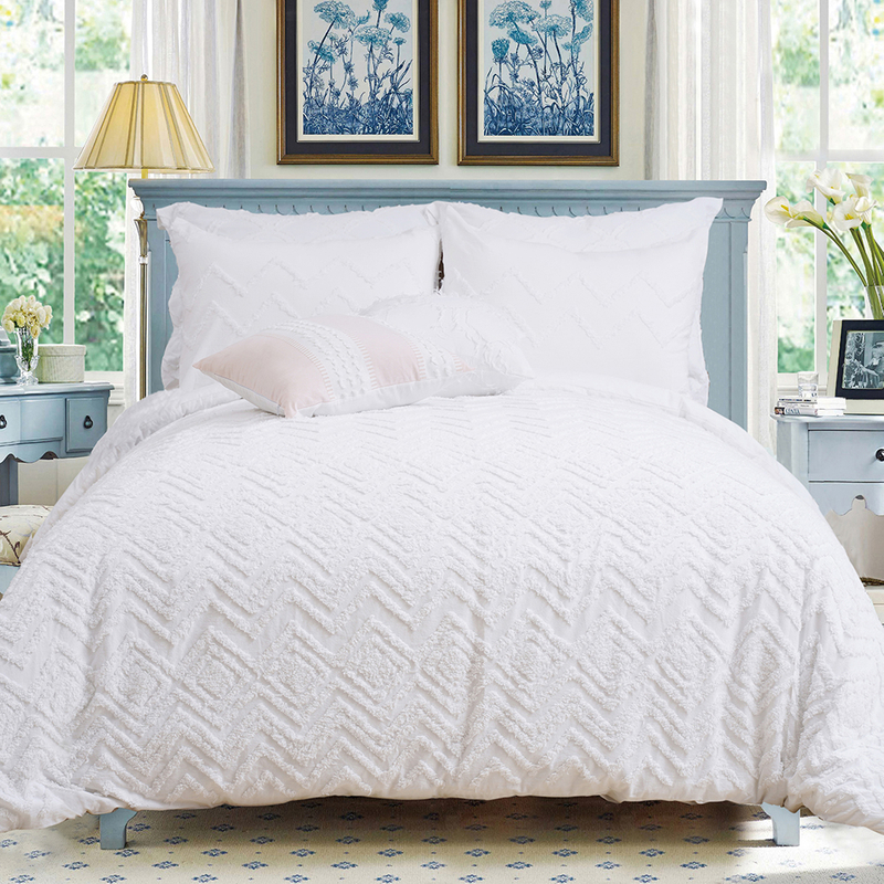 Cotton tufted chenille duvet cover set